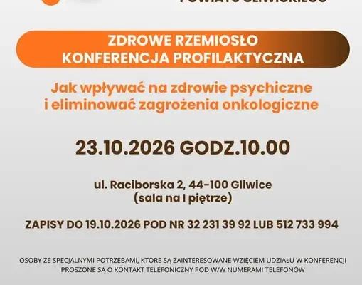 Konferencja profilaktyczna „Zdrowe Rzemiosło” w Gliwicach – zapisy do 19 października