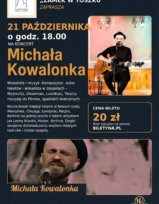 Michał Kowalonek wystąpi w Toszku – koncert już 21 października