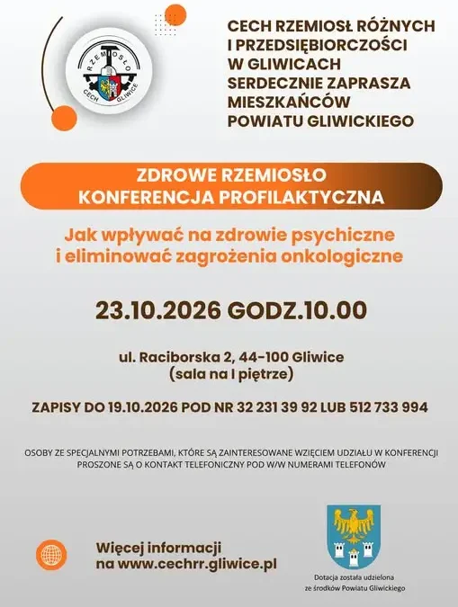 Konferencja profilaktyczna „Zdrowe Rzemiosło” w Gliwicach – zapisy do 19 października