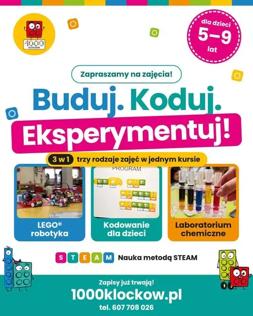 Kurs STEAM dla dzieci 5–9 lat w Wilczy – robotyka, kodowanie i chemia