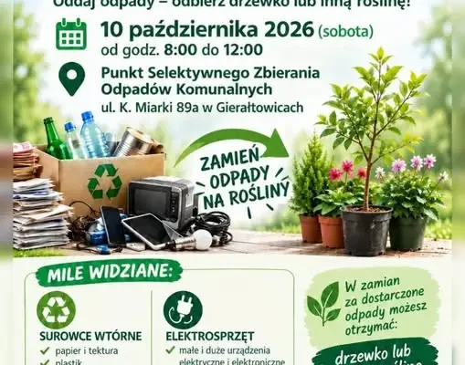 Gierałtowice: „Drzewko za odpady” – w sobotę wymień surowce na roślinę