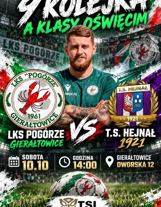 LKS Pogórze Gierałtowice kontra wicelider TS Hejnał Kęty – 9. kolejka A klasy Oświęcim