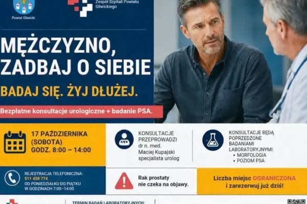 Bezpłatne badania prostaty w Pyskowicach – akcja Zespołu Szpitali Powiatu Gliwickiego