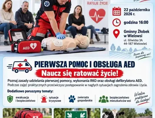Bezpłatne szkolenie z pierwszej pomocy i obsługi AED w Wielowsi