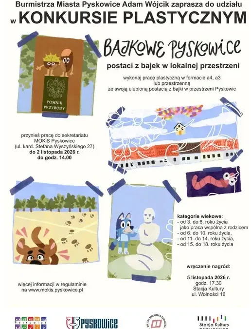 Bajkowe Pyskowice: konkurs plastyczny dla dzieci i młodzieży. Termin składania prac do 2 listopada