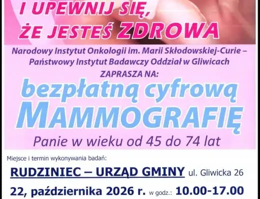 Mammobus w Rudzińcu: bezpłatna mammografia 22, 23 i 26 października