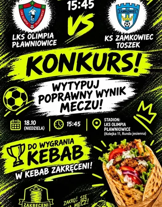11. kolejka: Zamkowice Toszek zagrają na wyjeździe z LKS Olimpia Pławniowice