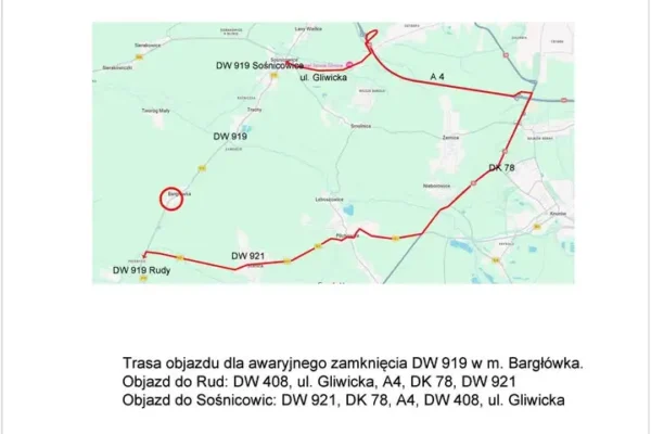 Awaria przepustu zamknęła DW 919 w Bargłówce – objazdy potrwają do 22 października