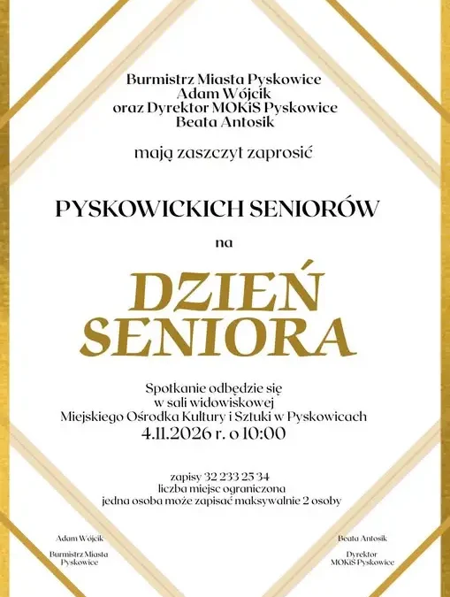 Dzień Seniora w Pyskowicach – zapisy trwają, liczba miejsc ograniczona