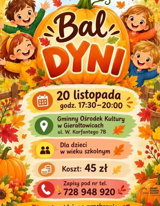 Bal Dyni w Gierałtowicach – jesienna zabawa dla dzieci