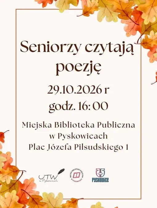 Seniorzy czytają poezję – jesienne spotkanie w pyskowickiej bibliotece