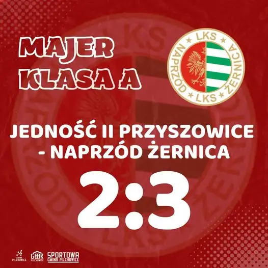 Naprzód Żernica wygrał z Jednością II Przyszowice 3:2 w meczu klasy A