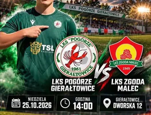 LKS Pogórze Gierałtowice zaprasza na mecz z LKS Zgoda Malec i konkurs rzutów karnych