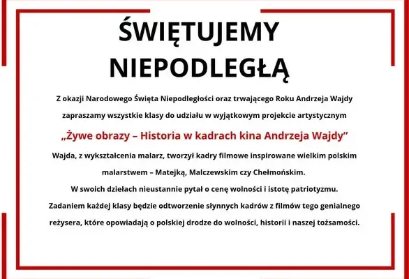 Pyskowice: „Żywe obrazy” – uczniowie uczczą Niepodległość kadrami z filmów Wajdy