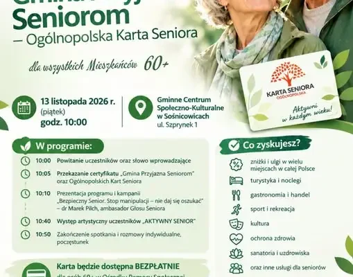 Sośnicowice dołączają do Ogólnopolskiej Karty Seniora – inauguracja 13 listopada