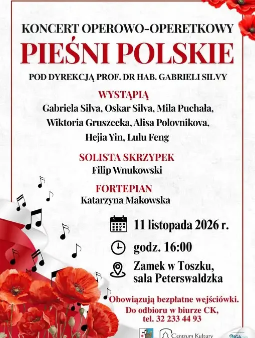 Koncert „Pieśni polskie” w Zamku w Toszku na Święto Niepodległości