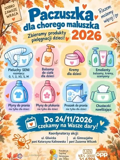 Szkoła włącza się w zbiórkę pieluch i kosmetyków dla hospicjum dziecięcego